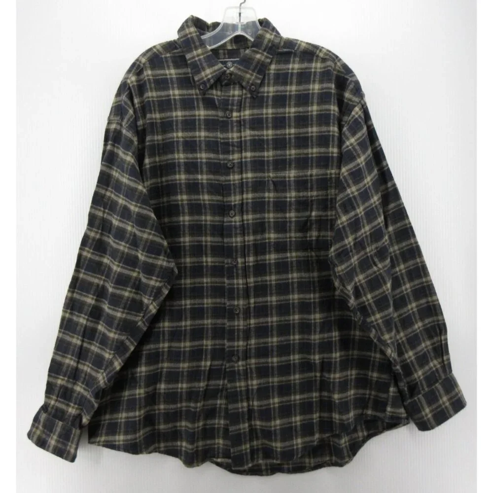 VINTAGE American Eagle Shirt Large Flannel Button Down Plaid Pocket